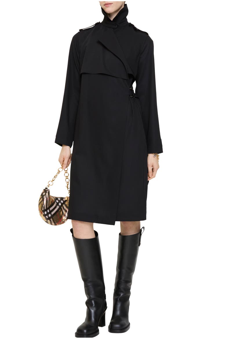Wool Trench Dress, Main, color, Black