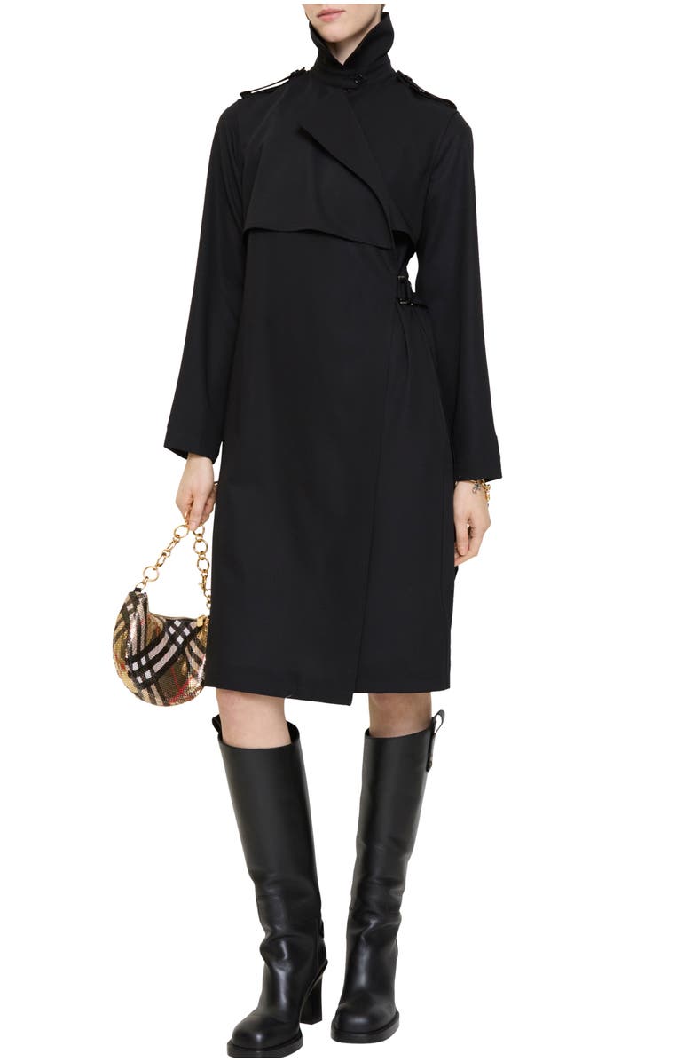 Burberry Wool Trench Dress, Main, color, Black