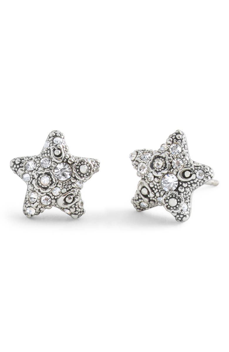 COACH Crystal Pavé Stud Earrings, Main, color, Crystal/ Rhodium