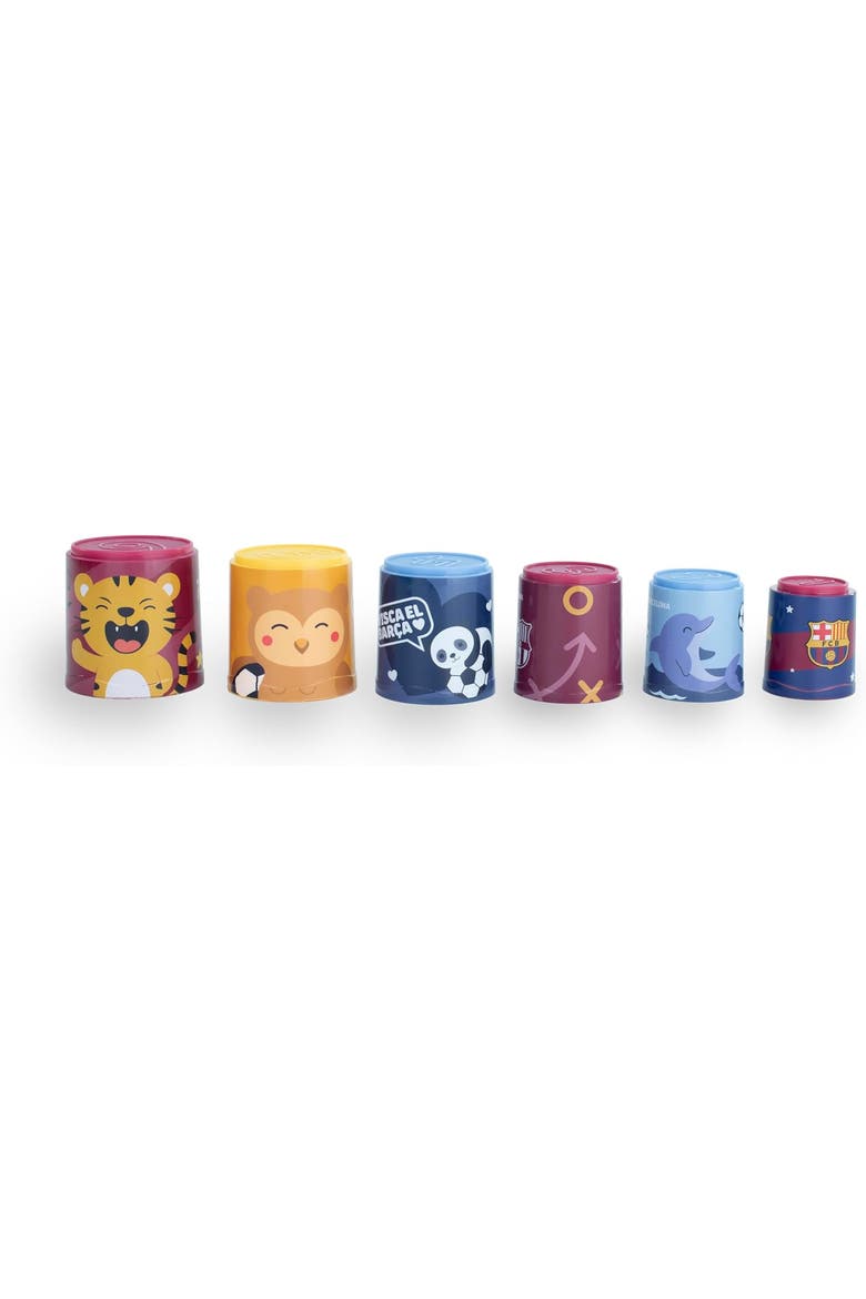 FC Barcelona Soccer Themed Sorting & Stacking Cups Baby Toy, Alternate, color, Red Multi