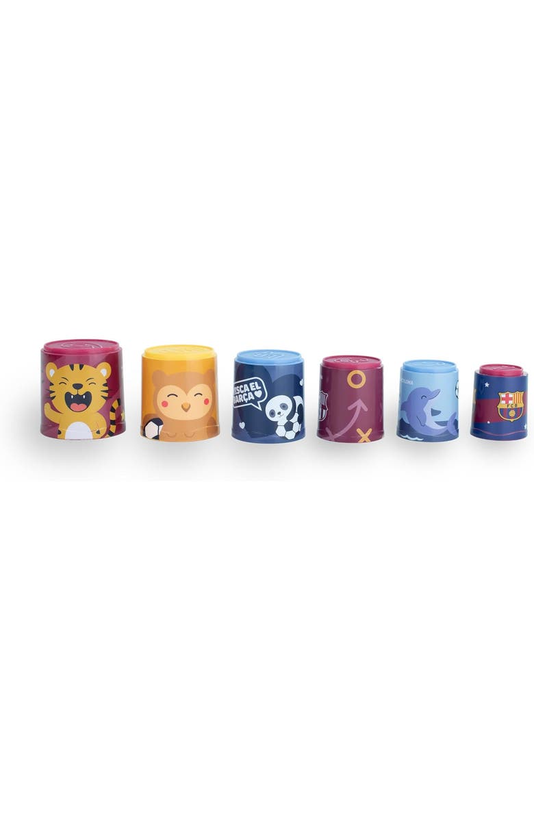 Miniland FC Barcelona Soccer Themed Sorting & Stacking Cups Baby Toy, Alternate, color, Red Multi