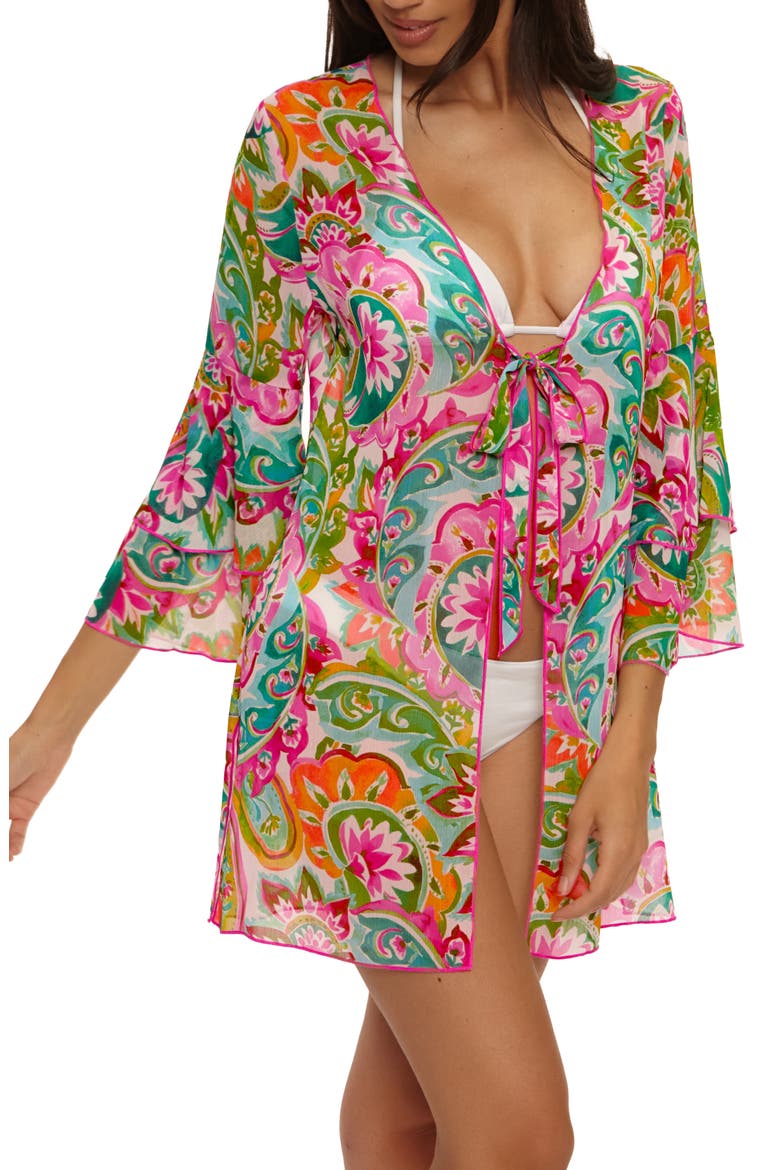 La Vie Chiffon Cover-Up Tunic, Alternate, color, PINK