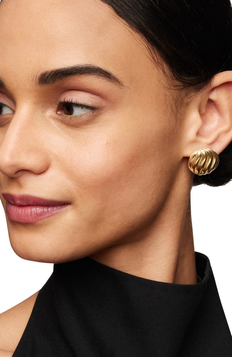 David Yurman Sculpted Cable Stud Earrings, Alternate, color, 18K Yellow Gold