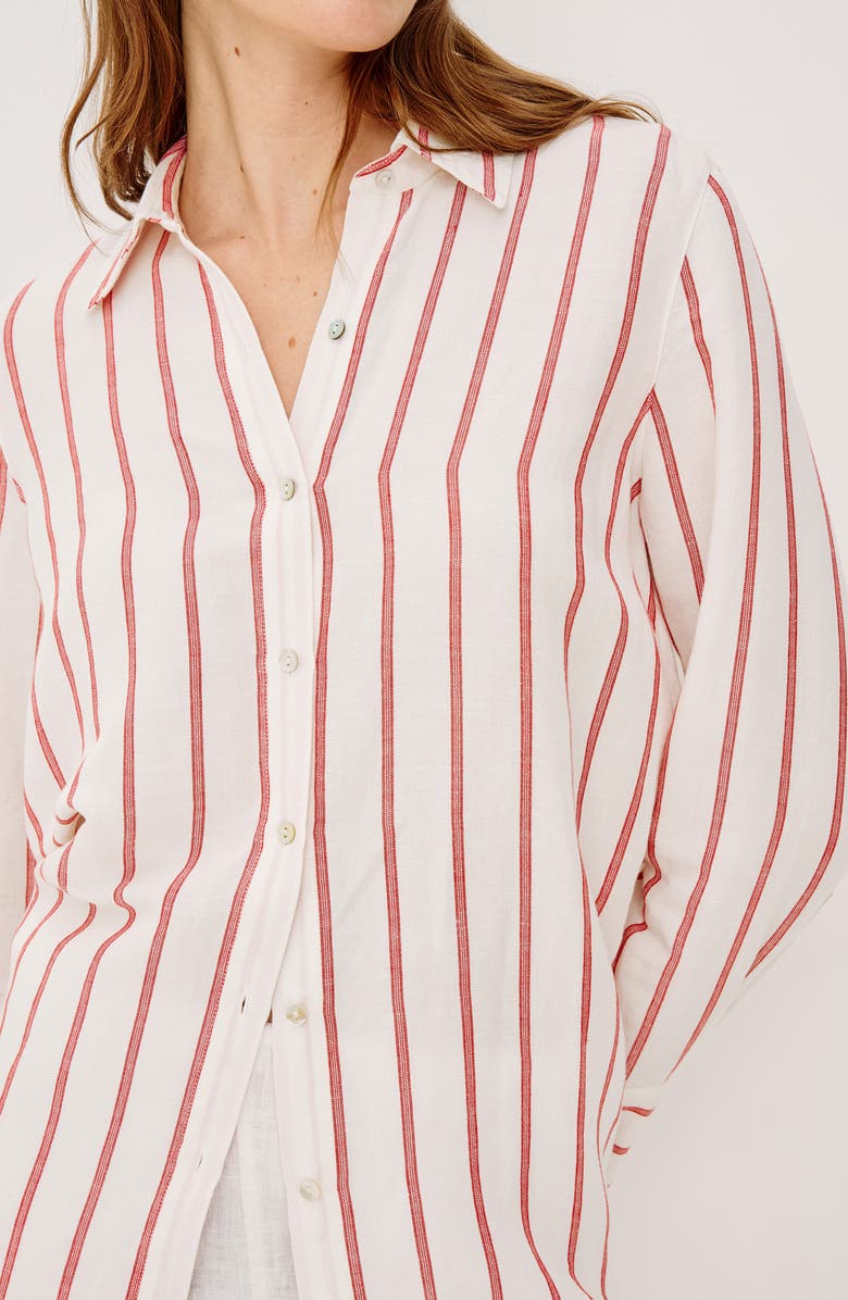 Rails Knox Linen Blend Button-Up Shirt, Alternate, color, Scarlet Ivory Stripe