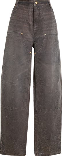 デニム・ジーパン Alexander Wang Jeans with logo crystal hotfix Alexander Wang EZ Relaxed Hotfix Crystal Logo Straight Leg