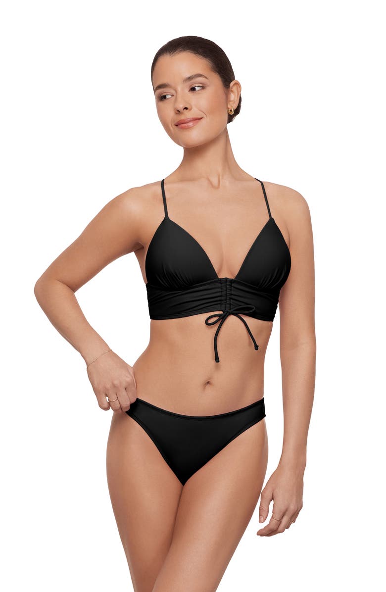 Aqua Green Adjustable Tunnel Front Midkini Set, Main, color, Black