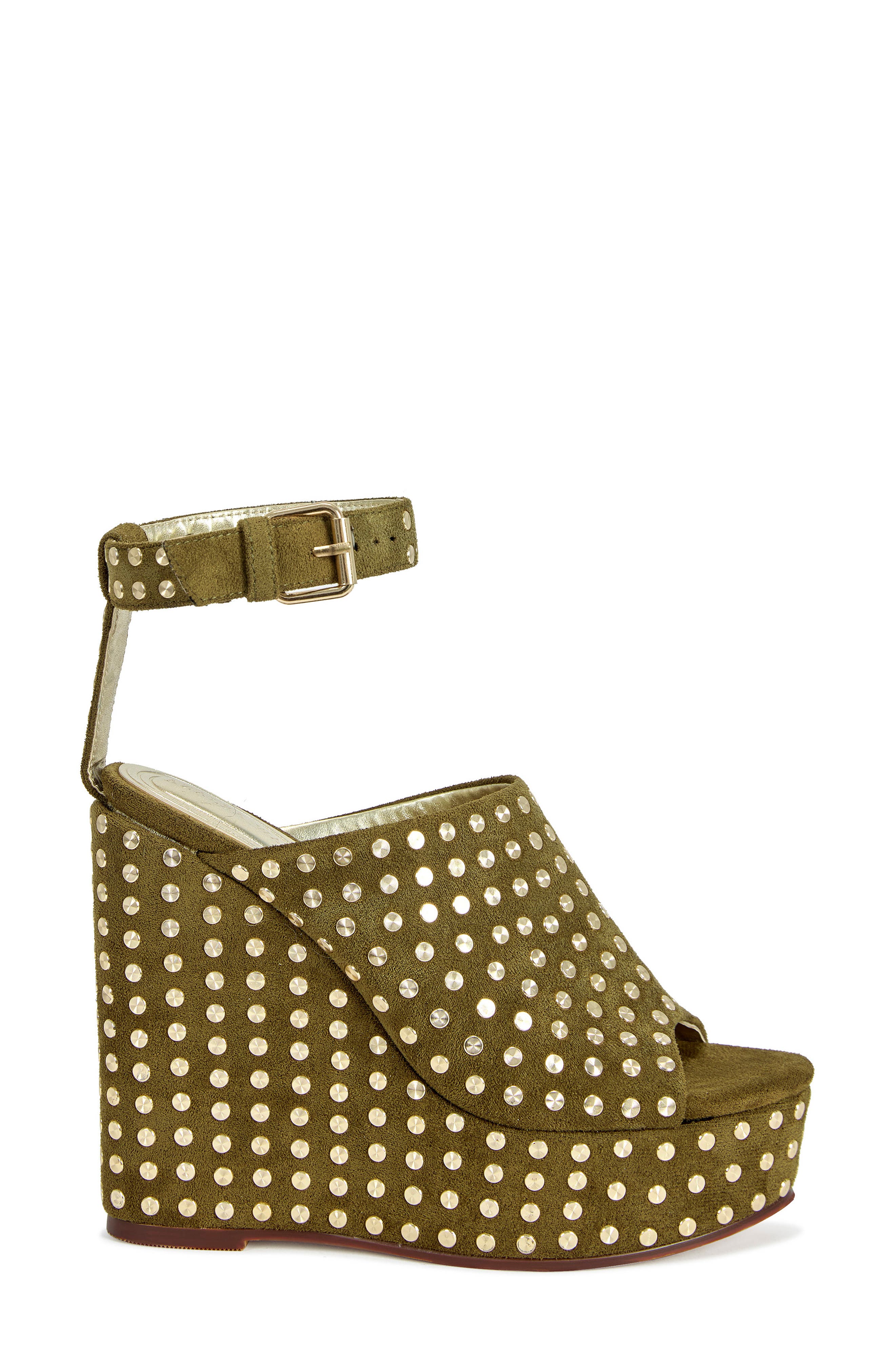 Mirova Studded Wedge Sandal, Alternate, color, OLIVE