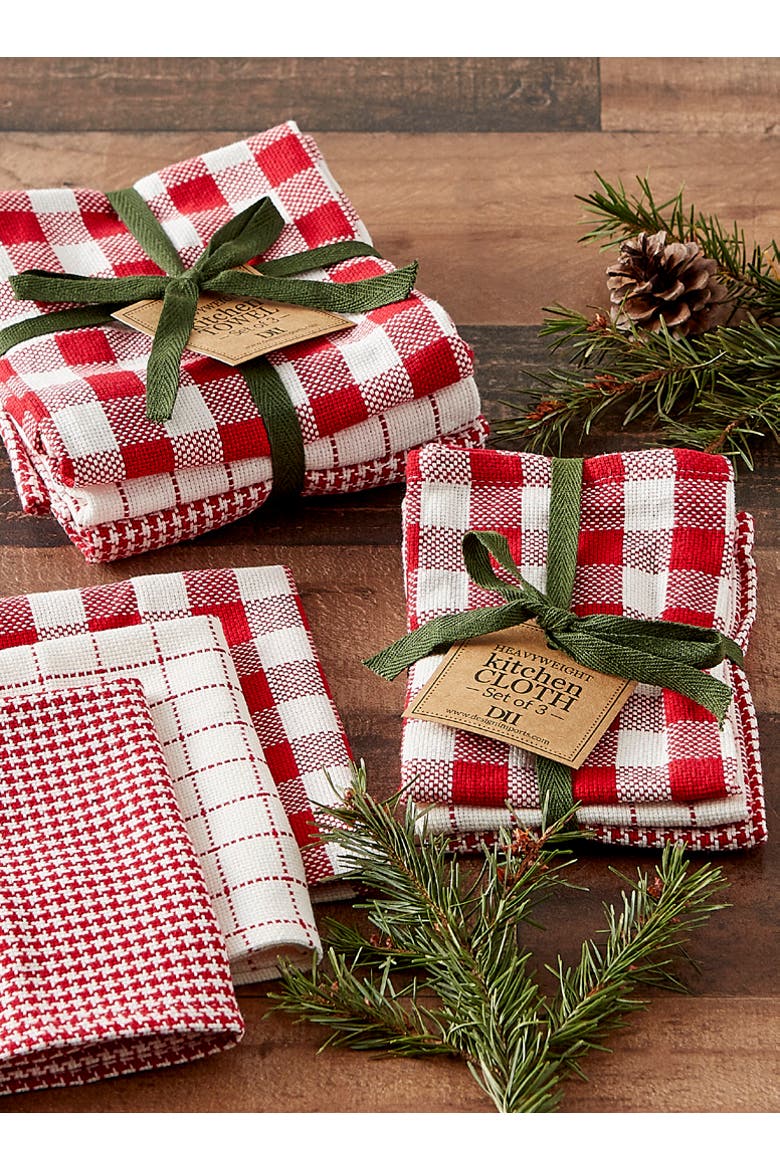 Heavyweight Essentials Dishtowel Set of 3, Alternate, color, Red