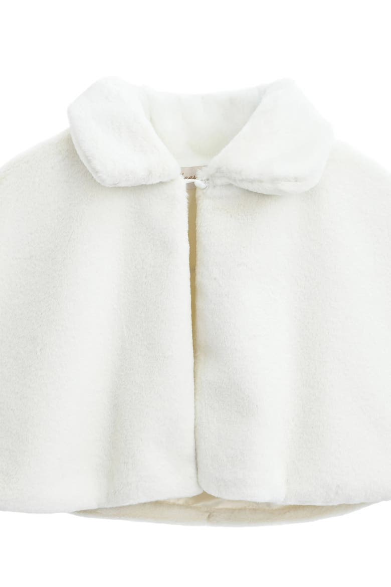 Laurella Faux Fur Cape, Alternate, color, Ivory