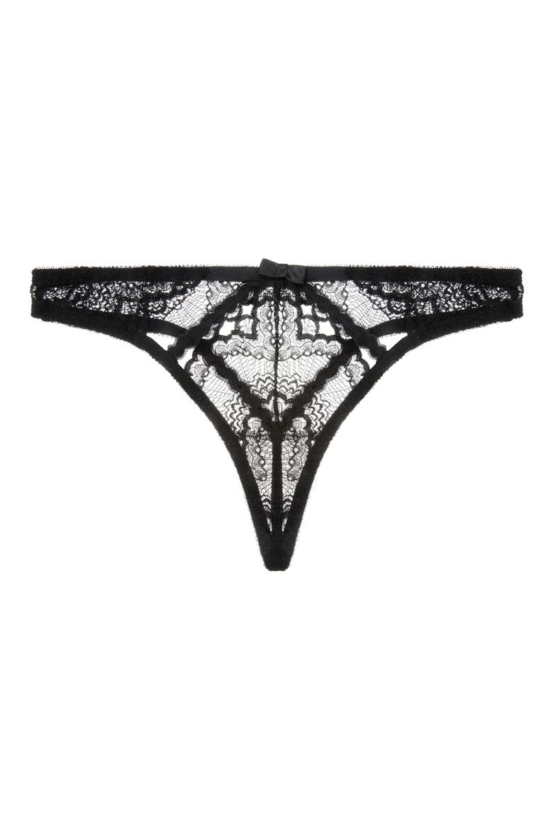 Natalia Lace G-String Thong, Alternate, color, NOIR