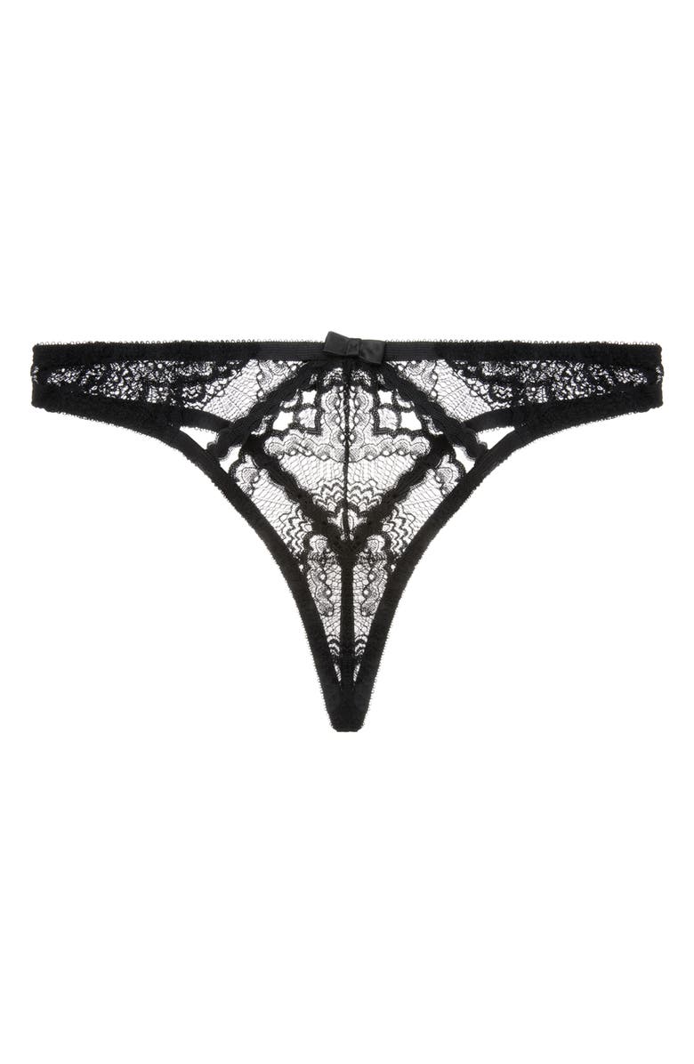 JOURNELLE Natalia Lace G-String Thong, Alternate, color, Noir