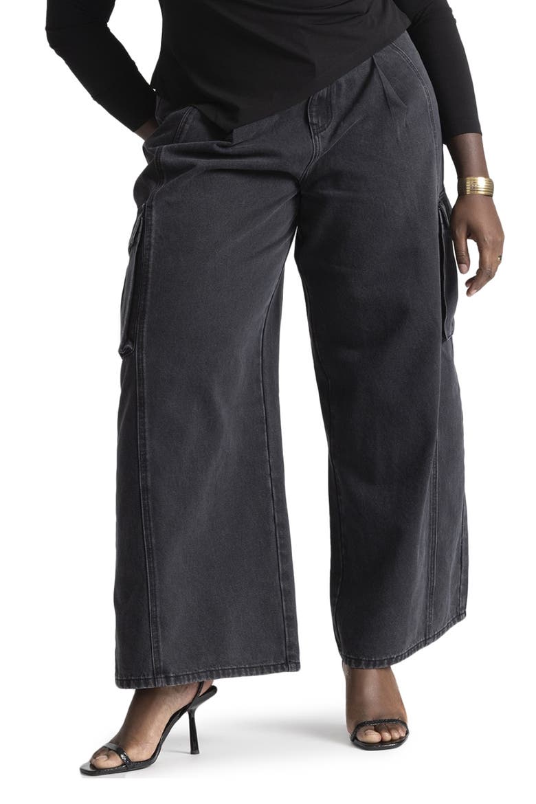 Wide Leg Cargo Jean, Main, color, BLACK WASH