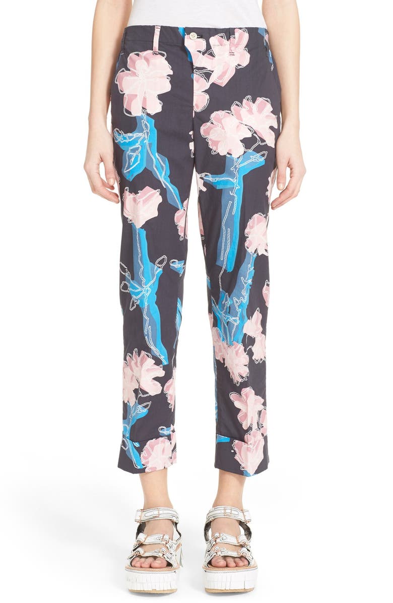 Julien David Print Cuff Crop Pants, Main, color,