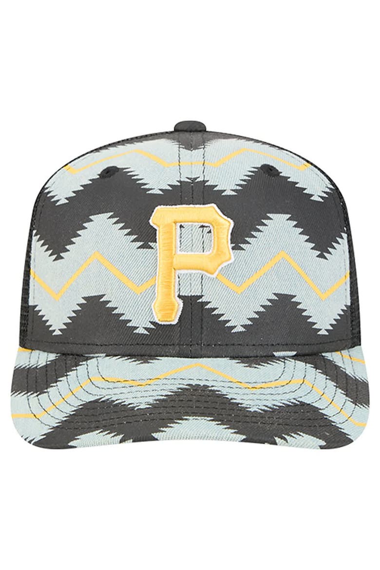 Men's New Era Denim/Black Pittsburgh Pirates Aztec Denim 9SEVENTY Adjustable Hat, Alternate, color, Denim