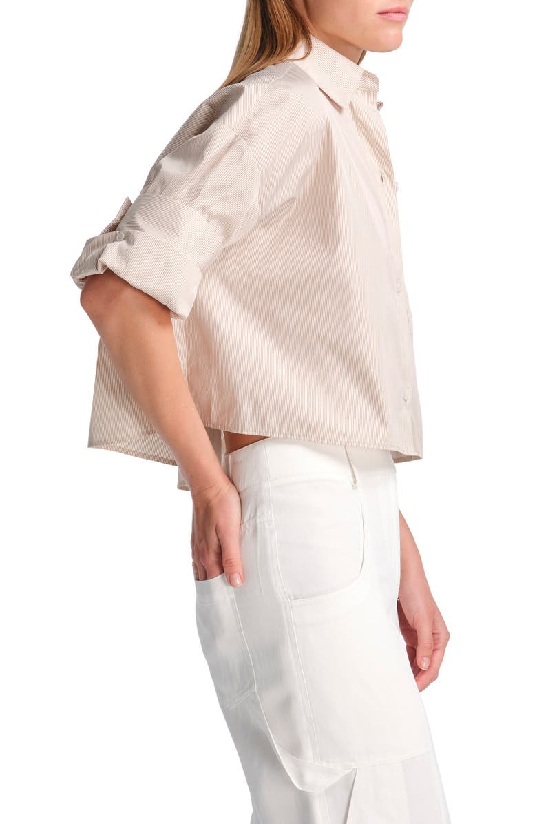 TWP Next Ex Pinstripe Cotton Button-Up Crop Shirt, Alternate, color, 