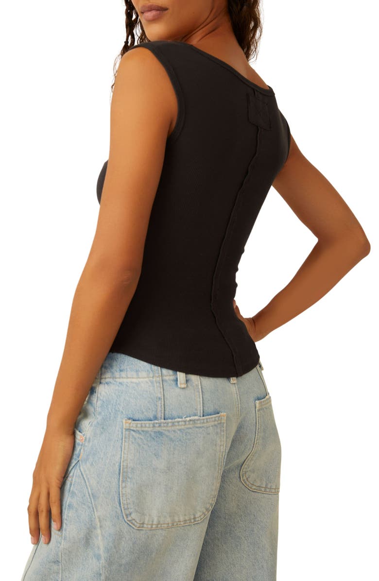 Free People Hummingbird Stretch Cotton Top, Alternate, color, Black