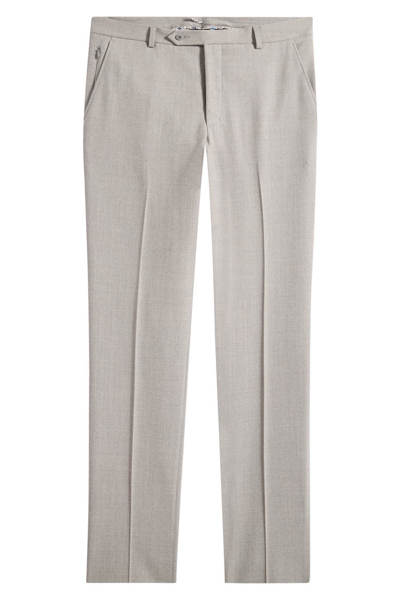 Light Grey Flat Front Stretch Wool Suit Pants, Main, color, LIGHT GREY