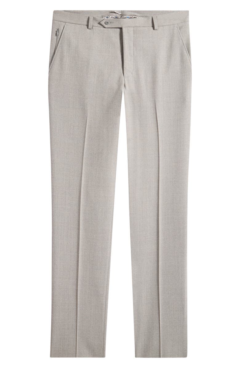 Heritage Gold Light Grey Flat Front Stretch Wool Suit Pants, Main, color, Light Grey