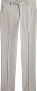 Heritage Gold Light Grey Flat Front Stretch Wool Suit Pants