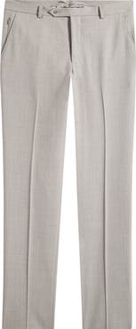 Heritage Gold Light Grey Flat Front Stretch Wool Suit Pants