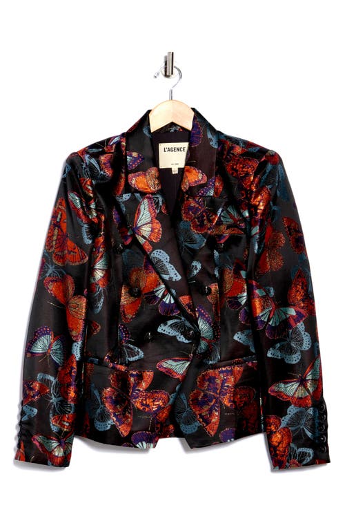 L Agence L'agence Marie Butterfly Jacquard Double Breasted Blazer In Multi