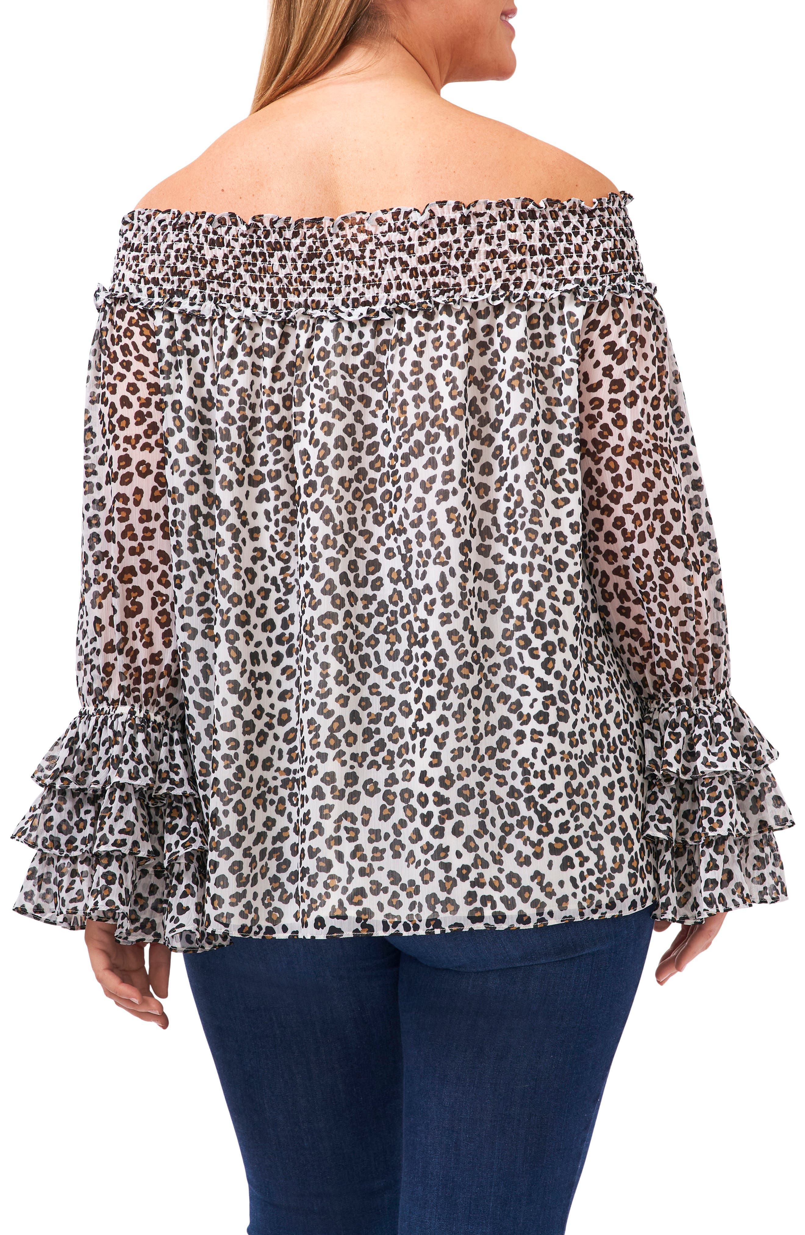 Print Off the Shoulder Chiffon Blouse - image 2