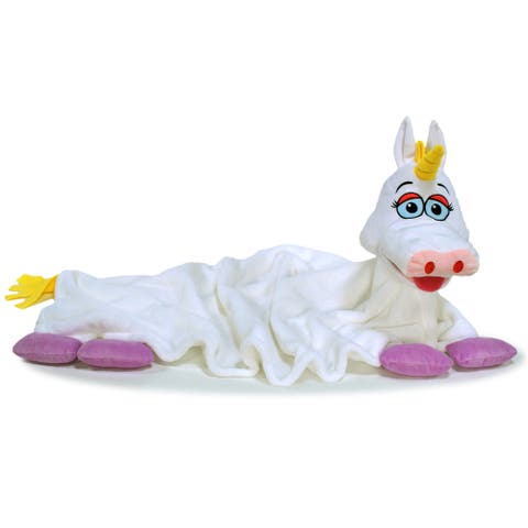 Unicorn Whitepurple 2 In 1 Plush Puppet & Blanket