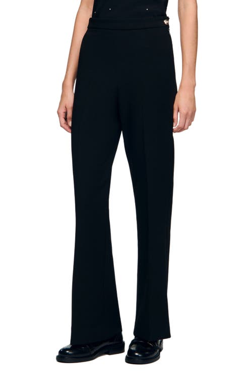 Sandro Straight-leg Buttoned Trouser In Black