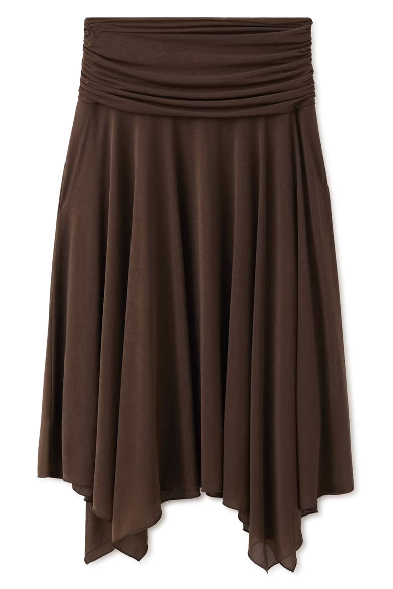 Asymmetric Chiffon Midi Skirt, Alternate, color, BROWN