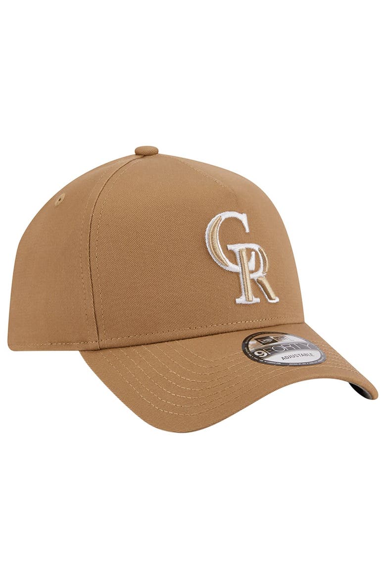 Men's New Era Khaki Colorado Rockies A-Frame 9FORTY Adjustable Hat, Alternate, color, Khaki