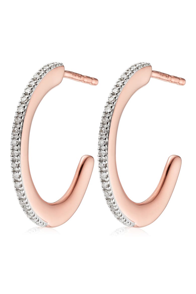 Fiji Skinny Hoop Diamond Earrings, Alternate, color, ROSE GOLD/ DIAMOND