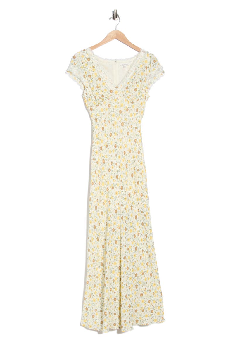 Floral Cap Sleeve Maxi Dress, Alternate, color, IVORY MULTI