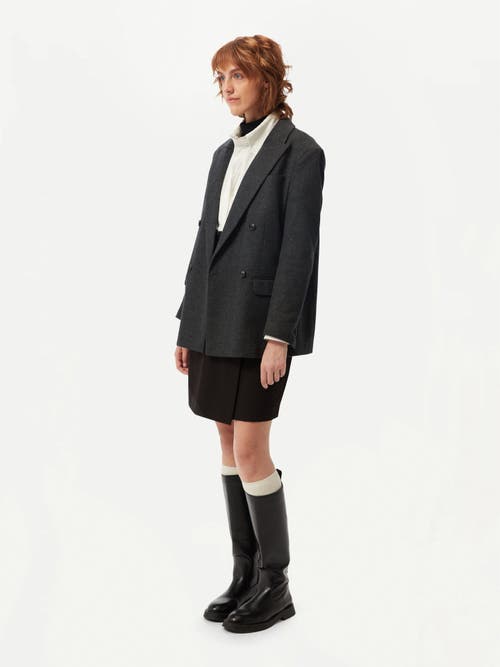 Gobi Mongolian Cashmere Double-breasted Cashmere Blazer In Charcoal