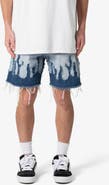 mnml Flame Rip & Repair Cutoff Denim Shorts