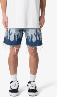 mnml Flame Rip & Repair Cutoff Denim Shorts