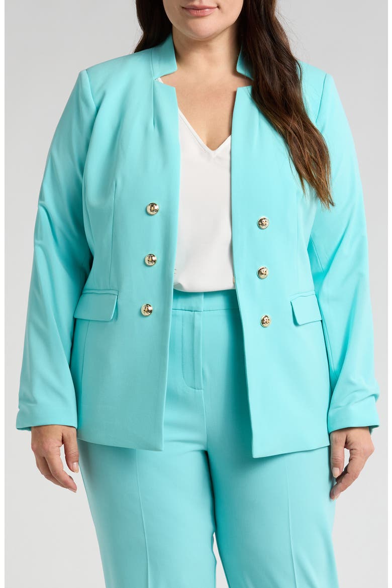 Faux Double Breasted Blazer, Main, color, TURQUOISE