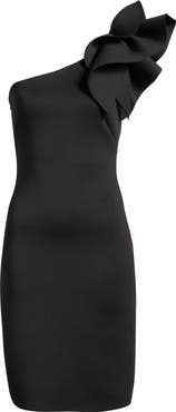Anne Klein Asymmetric Ruffle One-Shoulder Sheath Cocktail Dress