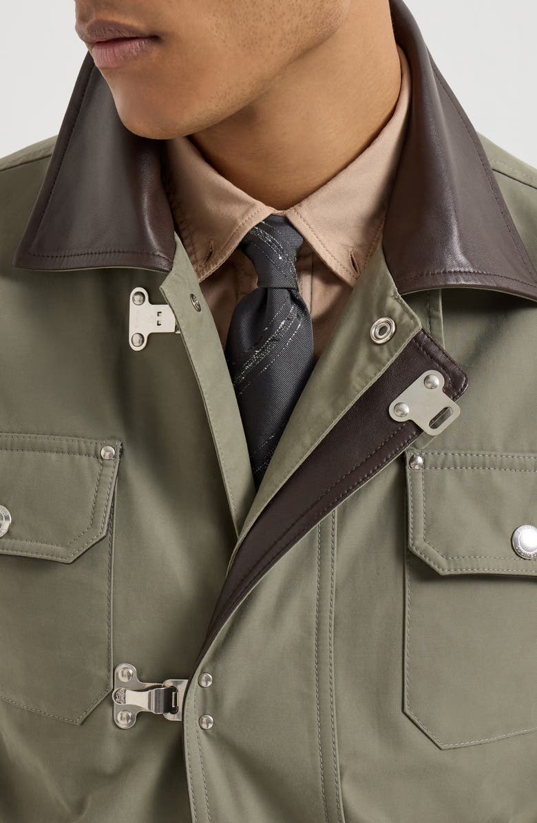Brunello Cucinelli Silk and cotton tie, Alternate, color, Anthracite