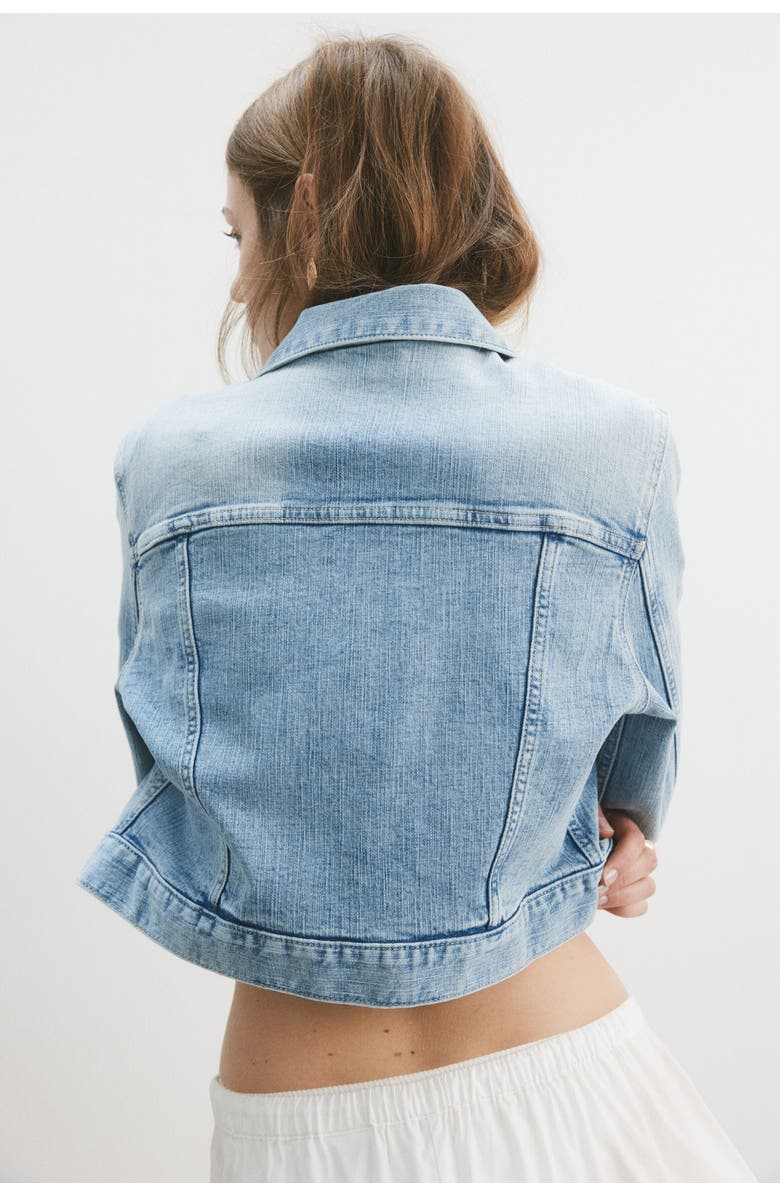 H&M Short Denim Jacket, Alternate, color, Light Denim Blue