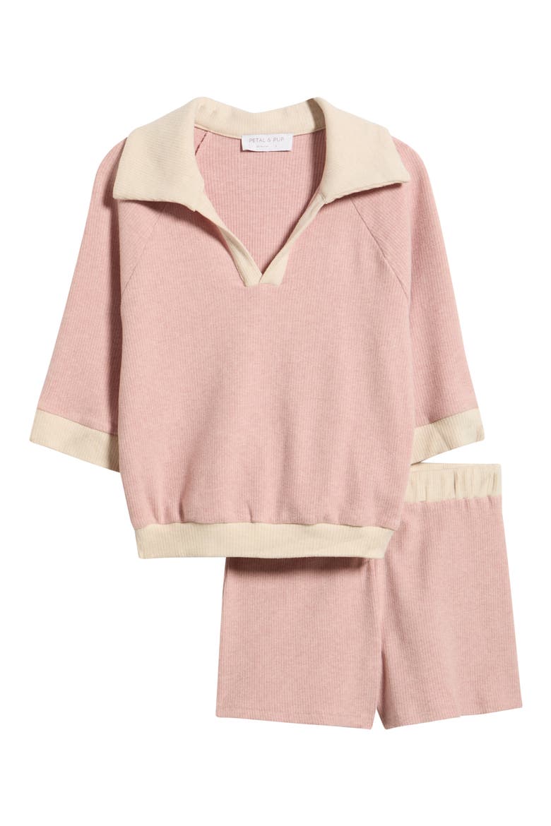 Greta 2-Piece Knitted Short Set, Alternate, color, PINK