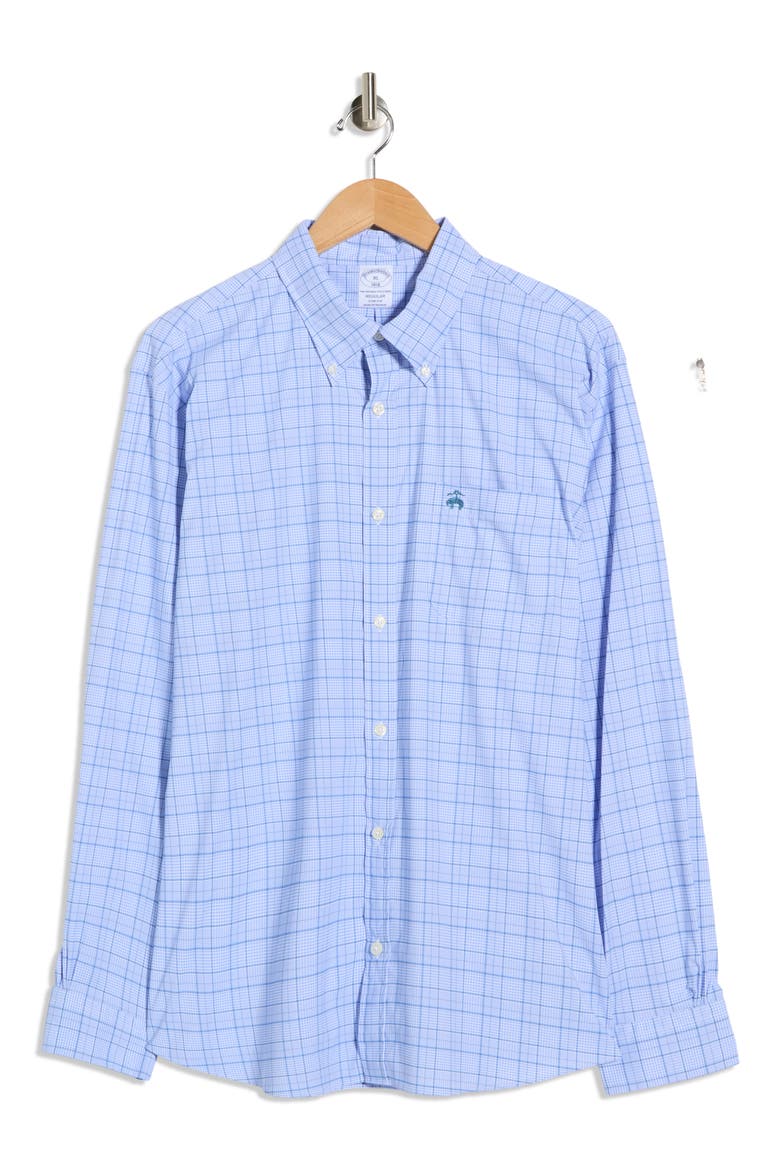 Sport Fit Plaid Performance Button-Down Shirt, Alternate, color, HYDRANGEA GLEN