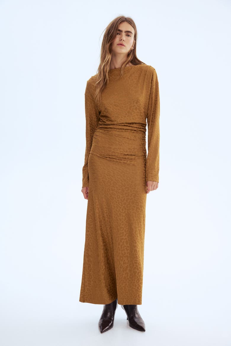 Draped Midi Dress, Alternate, color, Dark beige