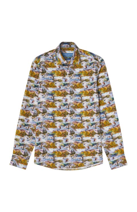 Reynolds Printed Fishing Scene Shirt
