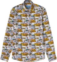 Robert Talbott Reynolds Printed Fishing Scene Shirt
