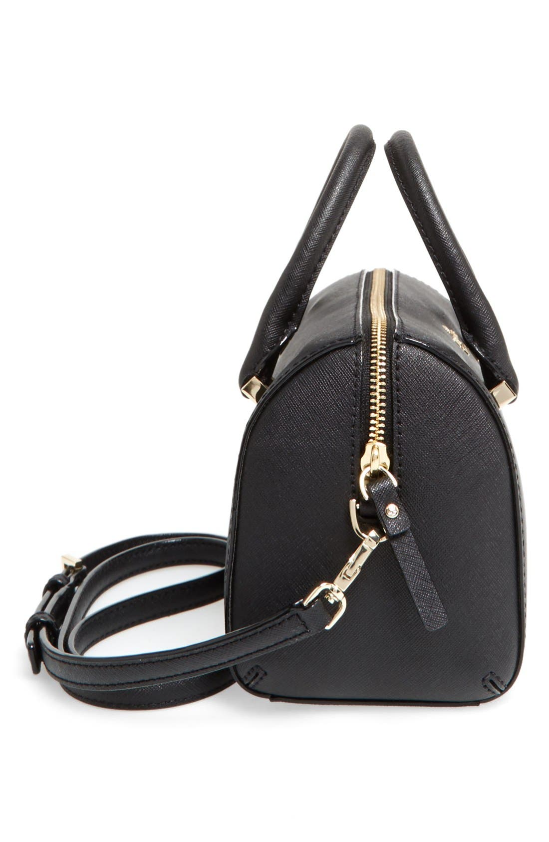 cameron street lane leather satchel, Alternate, color, BLACK