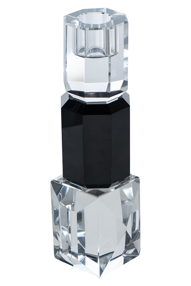 Geometric Glass Candlestick Holder, Main, color, CLEAR