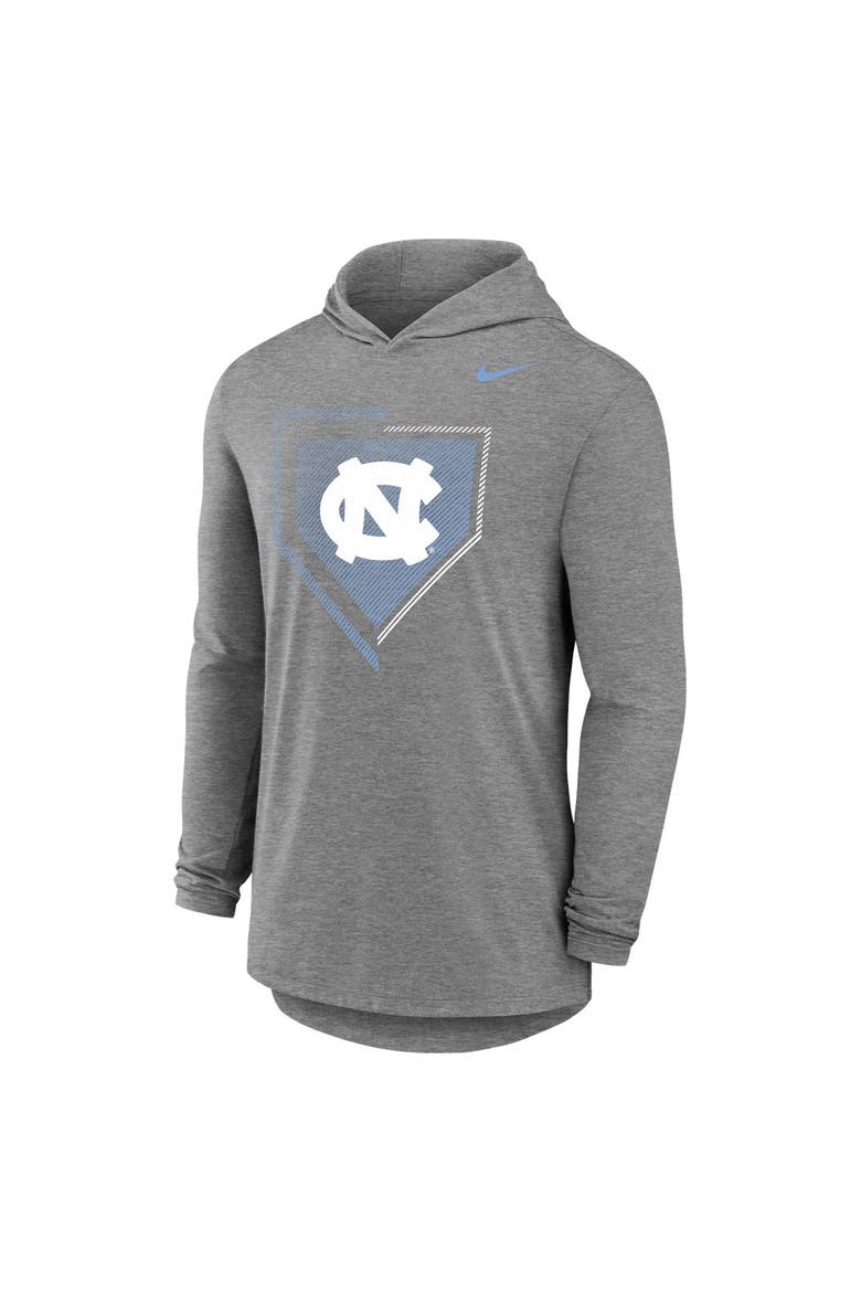 Men's Nike Gray North Carolina Tar Heels 2026 NCAA Baseball Men's College World Series Dugout Long Sleeve Hooded T-Shirt, Main, color, Gray