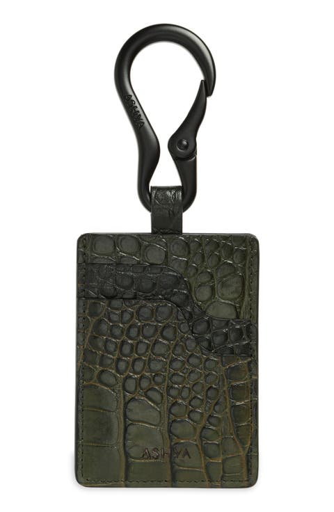 Croc Embossed Leather Card Holder