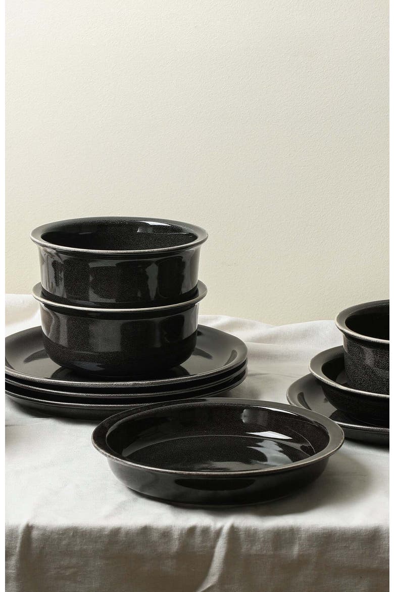 Slate Stoneware 12-Piece Dinnerware Set, Alternate, color, Black