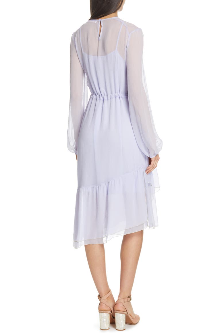 Asymmetrical Silk Midi Dress, Alternate, color, SOFTY LILAC